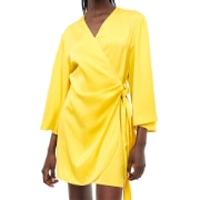 Picture of Satin Wrap Dress Yellow Bright