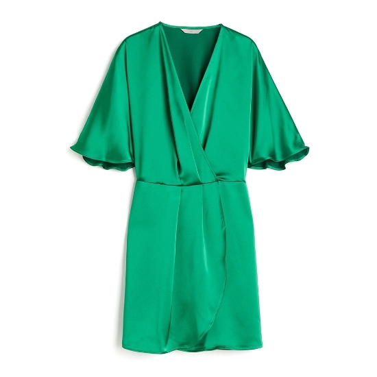 Picture of Satin Wrap Dress Green